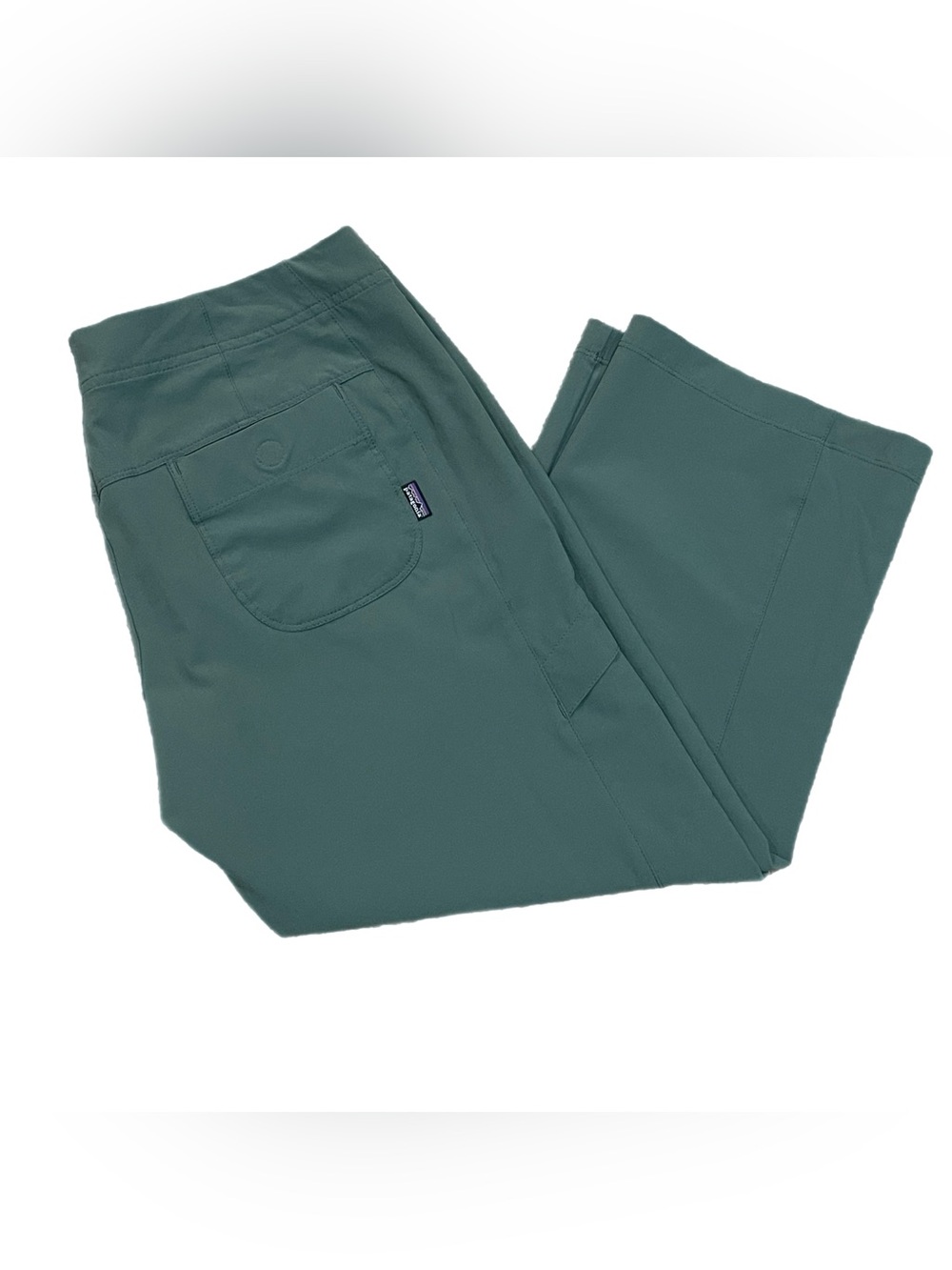 Patagonia Happy Hike Cropped Pants Womens Hiking Outdoor Green Tech Stretch 8
